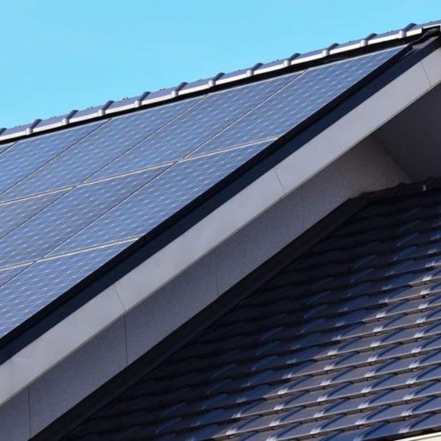 black solar panels on a roof